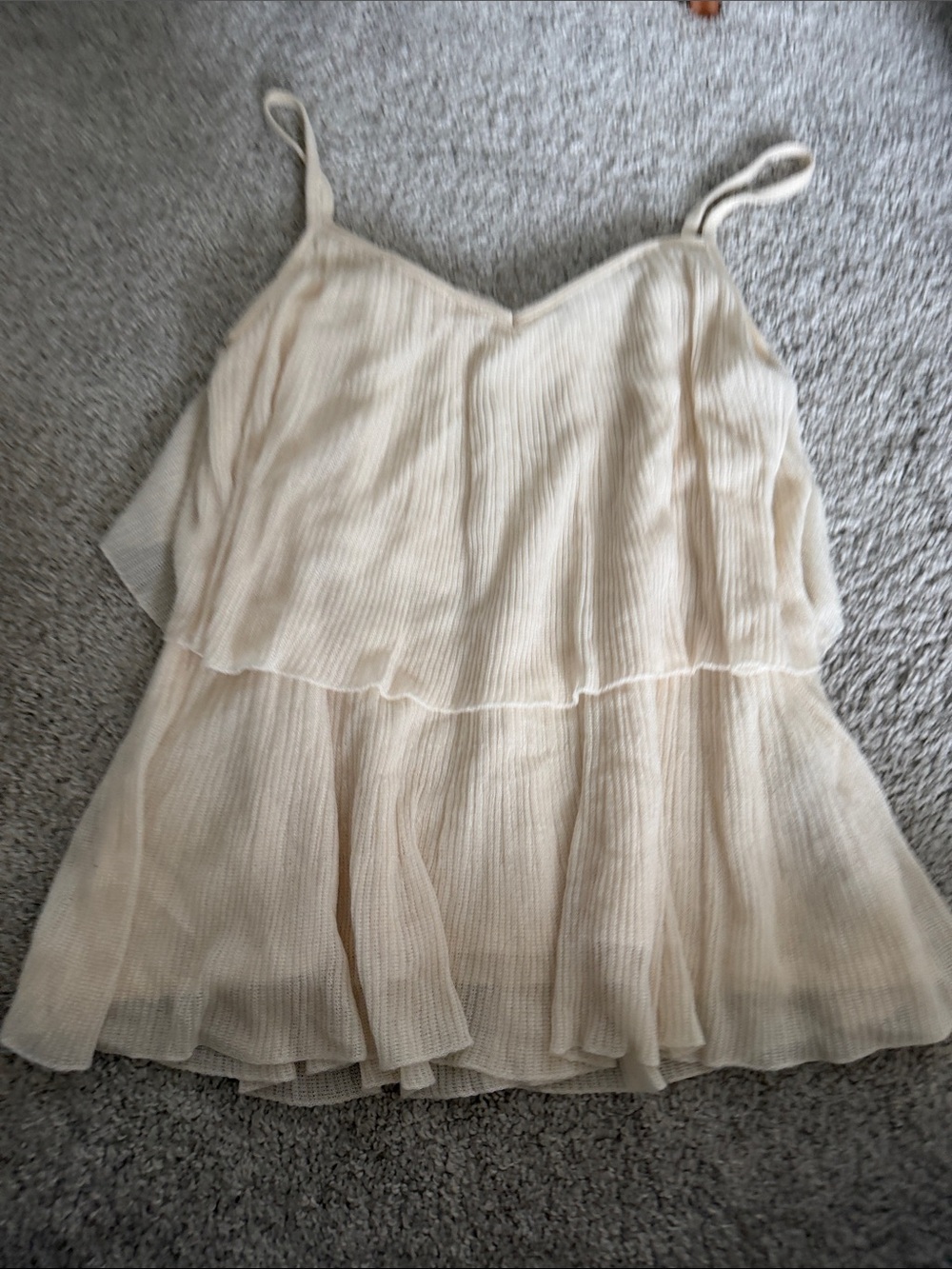 Zara Light Cream Tiered Spaghetti Strap Tank Top